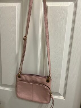 Fossil Dusty Pink Pebbled Leather Crossbody Bag